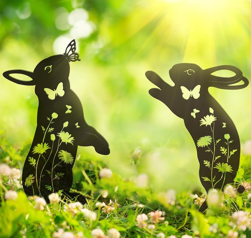 Doesen Metal Bunny Garden Decor, 17" Rabbit Yard Decor, Metal Yard Art Animals Garden Stakes Rabbit Silhouette, Rabbits Yard Decorations Outdoor, Bunny Garden Art for Flowerbeds Planters Patios Lawn - Image 5